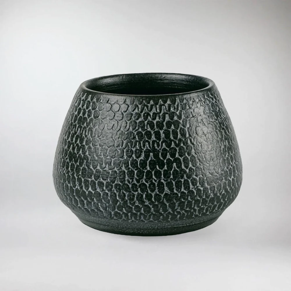 Black Textured Ceramic Pot