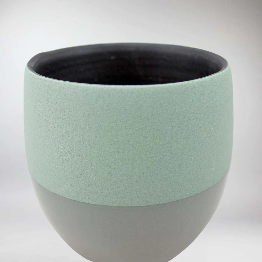 Turquoise and Terracota Grey Plant Pot 'Kelp' - Image 3