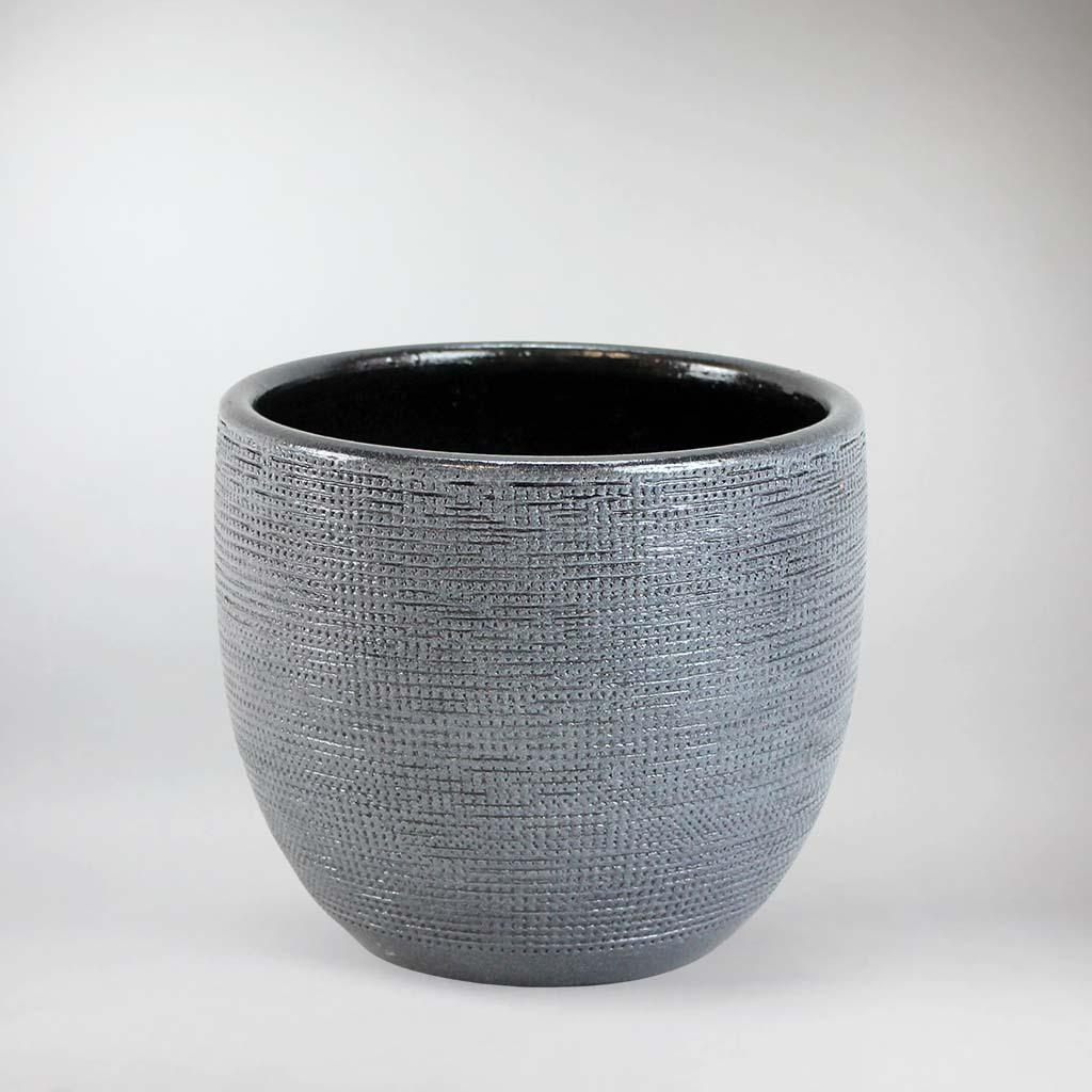 Silver blue Textured Pot 'Stitch' Ø 17 cm - Image 5