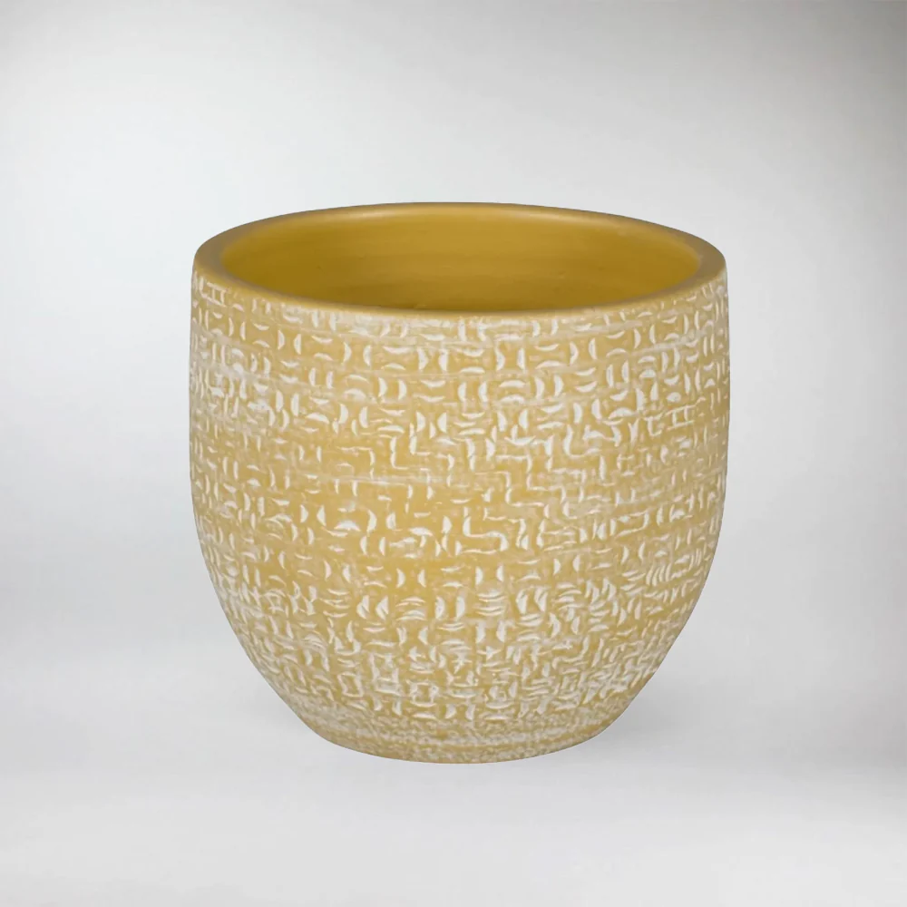 Sunny Yellow Textured Ceramic Pot